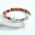Colorful beaded bracelet with ceramic beads and star charm, ethnic style jewelry variant. - CS012 Romantic Star River (Blue)