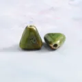 Triangle glazed bead variant for DIY handmade necklaces, retro pendant accessories. - Triangle 16*8.5mm / Flower Glaze Green
