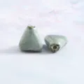 Glazed ceramic triangle beads DIY jewelry making spacers vintage charm pendant findings - Triangle 16*8.5mm / Floral Glaze Green & White