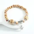 New Chinese ethnic style ceramic beaded bracelet with a cute star pendant, antique jewelry. - CS015 Carrying Stars (Coffee and White)