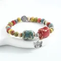 Colorful Ceramic Bead Bracelet with Silver Butterfly Pendant Ethnic Style Jewelry SKU - CS018 Dreamy Butterfly Wings