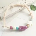Handmade braided ceramic fish bracelet with cute colorful beads, perfect student jewelry. - Cute Starfish Beads (Purple)