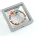 Chinese style ceramic bead bracelet with butterfly pendant, colorful ethnic vintage single circle jewelry. - CS039 Blooming Butterfly Dream (Orange & Blue) (Boxed)