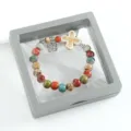 New Chinese ethnic style ceramic beaded bracelet with butterfly pendant and cross charm. - CS043 Memories of Longing (Boxed)