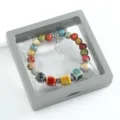 Colorful ceramic beaded bracelet with leaf charm, ethnic style handmade fashion jewelry. - CS045 Waiting for the Wind (Boxed)