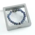 Elegant blue ceramic beaded bracelet with unique style and metal accents in gift box. - CS046 Galaxy for You (Reactive Glaze) (Boxed)