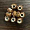 Brown glazed ceramic beads large hole flat spacer loose beads for DIY jewelry making accessories. - 9x15mm Hole approx 6mm / Large Hole Bead in Dark Coffee