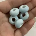 Light blue ceramic beads large hole flat spacer beads DIY bracelet necklace accessories - 9x15mm Hole approx 6mm / Large Hole Bead in Light Blue