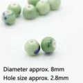 Green ceramic round beads 8mm DIY jewelry making loose beads with 2.8mm large hole craft. - 8mm / Bean Green with Royal Blue
