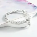 White Ceramic Bead Bracelet with Smiley Star Charm Ethnic Style Ceramic Jewelry for Women Variant - Iridescent White Speckled