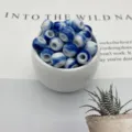Blue and white ceramic round beads DIY jewelry accessories for handmade bracelets and necklaces. - 6mm / Blue Glaze Floral