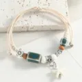 Chic ceramic starfish beaded braided bracelet, elegant handmade cord jewelry for women gifts. - Emerald Green with Starfish Pendant