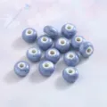Macaron Ceramic Beads Tire Shape Porcelain Loose Beads for DIY Bracelets Jewelry Making - Glossy Sea Blue