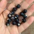 DIY ceramic loose beads 10mm round dark blue spacer beads for bracelet making craft - 10mm Splashed Glaze, 2.8mm Hole / Black Splashed Sky Blue