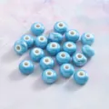 Macaron blue ceramic beads tire abacus shape loose beads DIY bracelet accessories - Glossy Sky Blue
