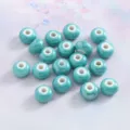 Macaron glazed ceramic loose beads high temperature abacus shape diy bracelet accessories - Glossy Woad Blue