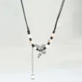 New Chinese ceramic butterfly necklace, black cord, white beads, elegant clavicle chain variant - Paulownia Snowy Night