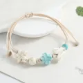 Handmade braided rope ceramic bead bracelet with cute star and butterfly charms accessories. - Star and Butterfly / Woad Blue