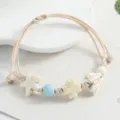 Sweet ceramic butterfly star clover braided bracelet, cute adjustable rope jewelry for women. - Star and Butterfly / Beige