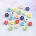 Colorful ceramic daisy smiley beads for handmade DIY jewelry bracelet making accessories. - Small Daisy Smiley Face Mixed Colors Vertical Hole