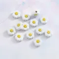 Cute daisy smiley ceramic beads DIY jewelry making bracelet accessories loose beads - White & Yellow Vertical Hole