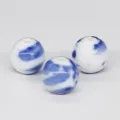 Perles en vrac en porcelaine bleu et blanc, 16mm céramique grand trou accessoires - Floral à Glaçure Bleue