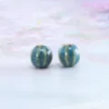 Vintage glazed watermelon ceramic beads loose spacer beads for DIY jewelry making bracelets. - 10 Pieces/Pack / Small Watermelon Beads, Blue Flower Glaze (10 Pcs)