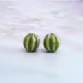 Green Watermelon Ceramic Loose Bead 11mm Glazed DIY Jewelry Bracelet Necklace Accessory - 10 Pieces/Pack / Small Watermelon Beads, Green Flower Glaze (10 Pcs)