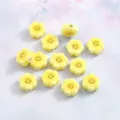 Daisy Smiley Ceramic Beads Loose DIY Jewelry Bracelet Necklace Craft Accessories Yellow - Light Yellow Vertical Hole