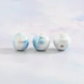 Keramik Perlen 12.8mm beschichtet runde Perlen DIY Schmuckherstellung Armband Zubehör - 12 mm Glänzendes Weiß gesprenkelt mit Himmelblau