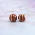 Vintage glazed ceramic watermelon beads for DIY jewelry making bracelet necklace accessories - 10 Pieces/Pack / Small Watermelon Beads, Pink Flower Glaze (10 Pcs)