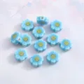 Blue ceramic daisy smiley beads for DIY handmade bracelet and jewelry accessories - Sky Blue Vertical Hole