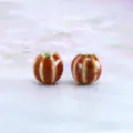 Retro Glazed Ceramic Watermelon Beads DIY Loose Beads Bracelet Necklace Jewelry Accessories - 10 Pieces/Pack / Small Watermelon Beads, Orange Flower Glaze (10 Pcs)