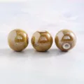 Keramik Perlen 14,6mm gesprenkelt glasiert rund DIY Schmuckherstellung Zubehör Artikel - 14 mm Glänzendes Fließglasur-Gelb