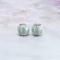 Retro glazed ceramic watermelon beads for DIY bracelet and necklace accessories, 11mm. - 10 Pieces/Pack / Small Watermelon Pattern Variegated Glaze (Green & White, 10 Pcs)