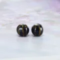 Retro glazed ceramic beads for DIY jewelry making, 11mm round watermelon bead loose parts. - 10 Pieces/Pack / Small Watermelon Pattern Variegated Glaze (Sapphire Blue, 10 Pcs)