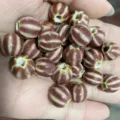 Retro ceramic beads watermelon striped loose beads for DIY jewelry making bracelet necklace - 10 Pieces/Pack / Small Watermelon Pattern Variegated Glaze (Purple Red, 10 Pcs)