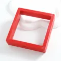 Red square PE film floating jewelry box for necklace bracelet anti-oxidation storage display. - Red