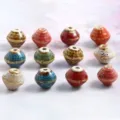 Perles en céramique façonnées à la main pour la création de bijoux et accessoires DIY - Glaçure réactive toupie couleurs mixtes