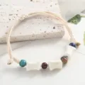 New Chinese style ceramic beaded bracelet niche design handmade rope couple jewelry - 3 Peanut Charms
