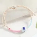Handmade Woven Ceramic Bead Bracelet Adjustable Cord Couple Bracelet Chinese Style - Single Two-Tone Rope Bead