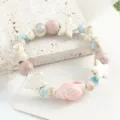 New Chinese style ceramic bead bracelet with cute stars and conch for women versatile jewelry. - Starry Sea (Pink)