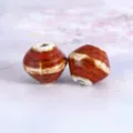 Perles en céramique faites à la main forme de toupie glaçure rouge marron DIY 15mm - Glaçure réactive toupie rouge