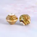 Perles en ceramique de changement de four DIY faits main perles en vrac pour bijoux - Glaçure réactive toupie jaune
