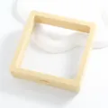 Transparent PE film floating jewelry box 90mm square necklace bracelet storage display case - Beige