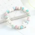 Chic pastel beaded bracelet featuring ceramic star and round stones for women fresh style. - Xunyue Coconut Zero