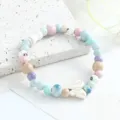 Chic ceramic beaded bracelet for women, sweet style pastel charm bracelet with cute butterfly. - Warm Feather Light White