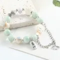Nuovo bracciale in ceramica stile cinese stella conchiglia perle gioielli da donna chic - Doppia coda di pesce (verde fagiolo)