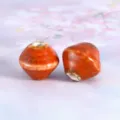 Cuenta de cerámica artesanal forma de trompo irregular DIY joyería pulsera colgante - Esmalte reactivo de peonza naranja