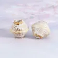 Cuentas ceramica esmaltadas horno bicodicas marron blanco moteado accesorios joyeria - Esmalte reactivo de peonza café y blanco